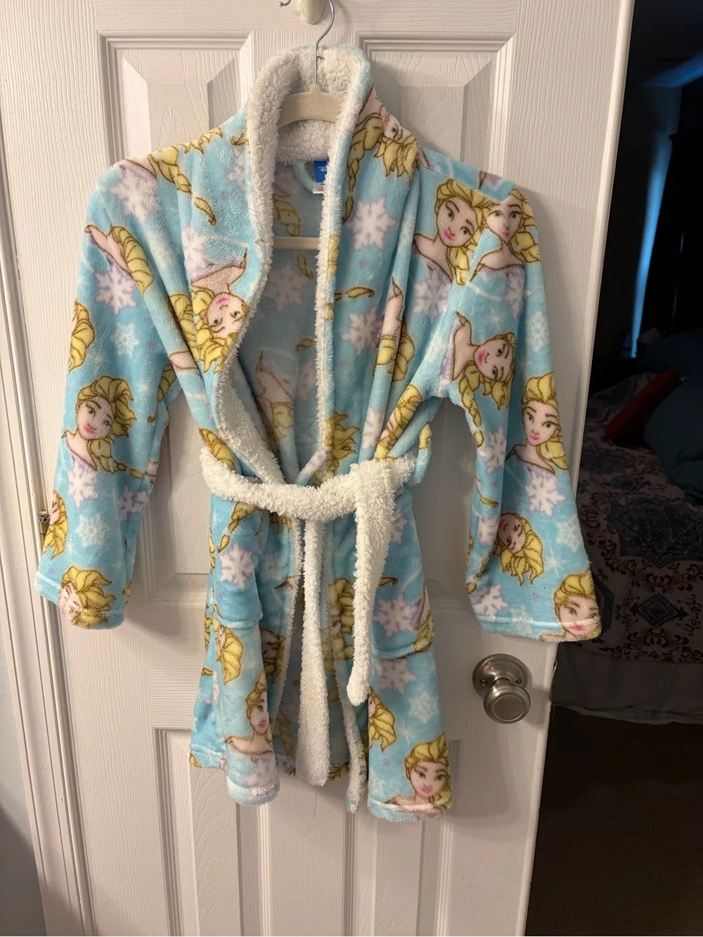 Disney Frozen Elsa Light Blue Fleece Robe with Sherpa Trim